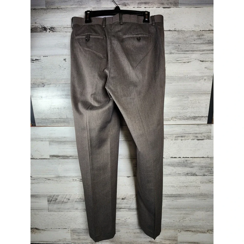 Banana Republic Dress Pants‎ Men 34x32 Brown Herringbone Tailored Flat Front